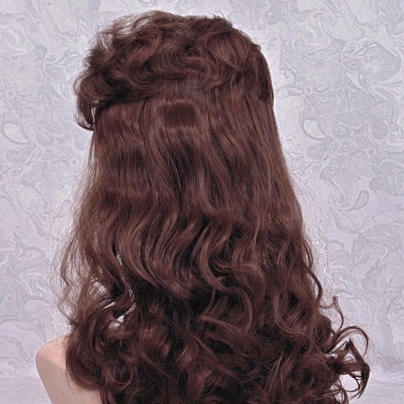 Long Brown Wavy Curly Retro Style Shag Wig - Picture 4 of 8